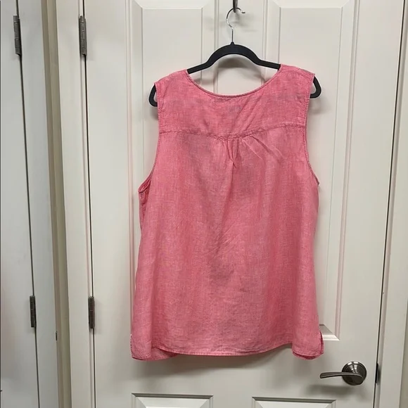 Talbots Pink Linen Sleeveless Top with V-Neck - Picture 5 of 5